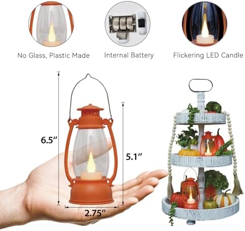 12Pcs Orange Mini Lanterns for Fall Halloween Thanksgiving & Western Camping Decor – Small Lantern Decorative for Table Centerpiece, Hanging Ornaments for Christmas Wedding & Cowboy Party - Image 2