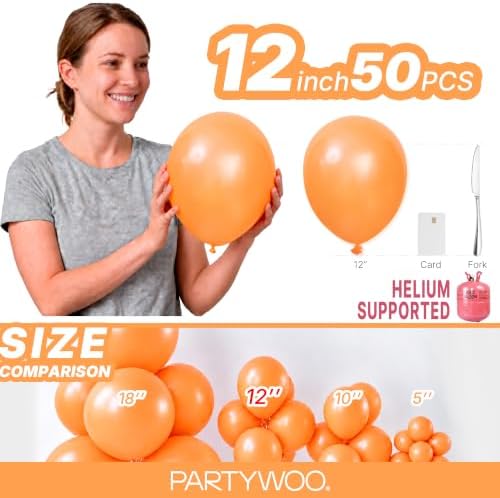 PartyWoo Pearl Orange Balloons 50pcs Fall Latex Helium Balloons 12 Inch - Image 6