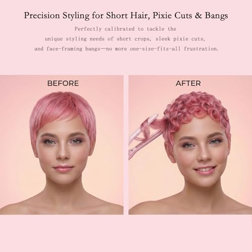 SAOSA Mini Pencil Flat Iron for Short Hair - 0.3" Ultra-Thin Hair Straightener & Curler, 9 Temp (190°F-430°F), Ceramic Tourmaline, Fast 30s Heat Up, Travel Kit with Pouch & Glove, Dual Voltage - Image 3