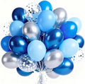 PartyWoo Blue and Silver Balloons 66pcs 12 Inch Light Blue Silver Balloons by PartyWoo