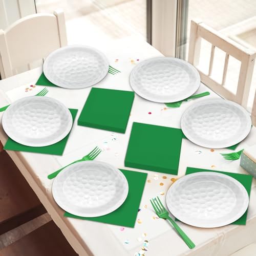 Qyeahkj 100 Pcs Golf Party Supplies Plates and Napkins Set Golf Birthday Decorations Paper Tableware Dinnerware Kit Disposable Sports Ball Themed Party Decor Favors for Kids Serves 25 - Image 5