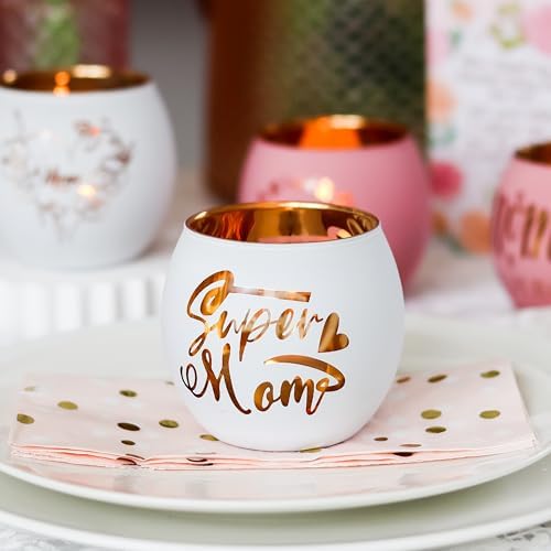 Birthday Gifts for Mom, Delicate Mother Gifts from Daughter Son, Engraved Glass ealight Votive Candle Holder Pink, Mothers Day Christmas Birthday Gifts for Mom, Ideas 6PCS - Image 2