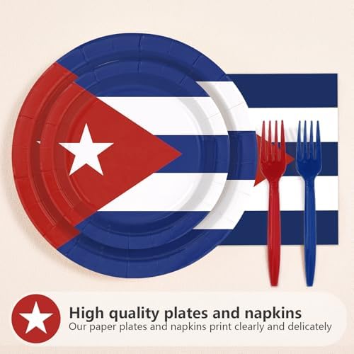 96 Pcs Cuba Flag Party Patriotic Theme Decorations, Serves 24 - Image 2