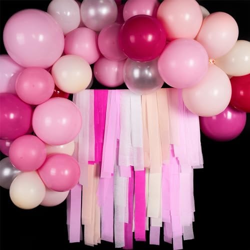 PartyWoo Pink Crepe Paper Streamers 10pcs 820 FT Pink Streamers - Image 2