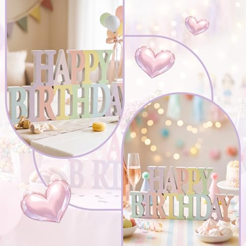 Novabright Happy Birthday Sign, Pastel, No Glitter - Image 3