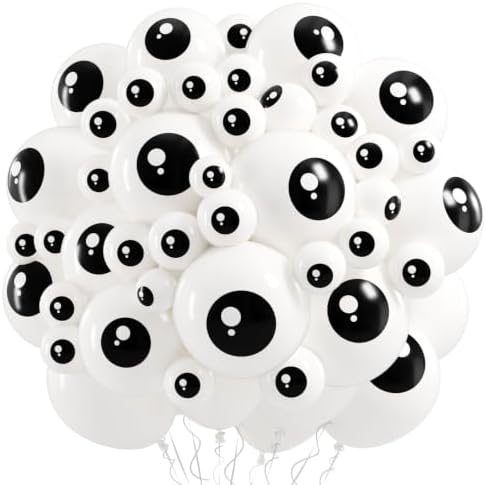 Halloween Eyeball Balloons, 60Pcs Eye Balls Latex Balloon for Party Decor by HILAVO