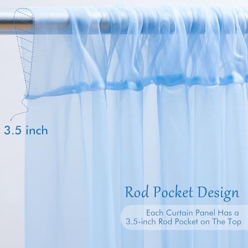 10x8ft Baby Blue Tulle Backdrop Curtain with Lights String for Parites, Sheer Photo Backdrop Curtains for Wedding Baby Shower Baby Boy Shower Birthday Party Photo Shoot Background Decorations - Image 5