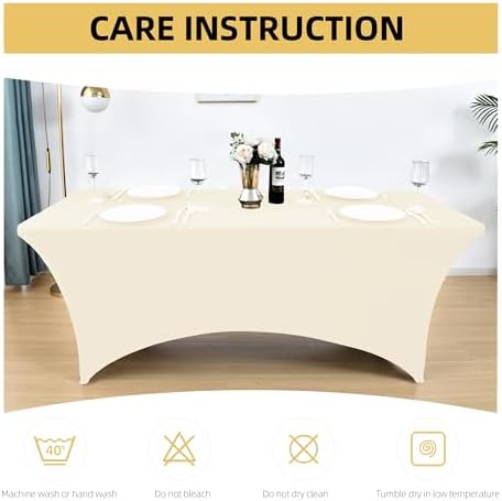 6-Pack 6ft Spandex Table Covers for Rectangle Standard Folding Tables - Wrinkle Resistant Stretch Tablecloths - Ultimate Fitted Table Protector for Parties, Trade Shows, Wedding - Image 6