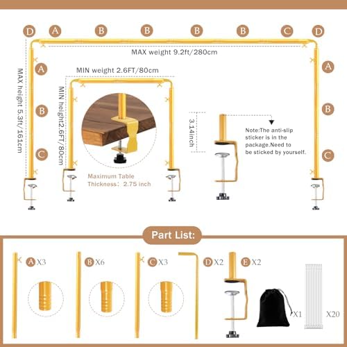 Over The Table Rod Stand with Clamps Gold Table Balloon Arch Frame - Image 4