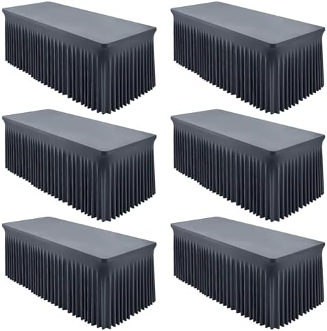 Shillance 6 Packs Grey Spandex Tableclothes for 6 Foot Rectangle Table, Spandex Table Covers 6FT Stretch Table Skirts Wrinkle Free Fitted Table Cloth for Event, Wedding, Banquet & Parties by Shillance
