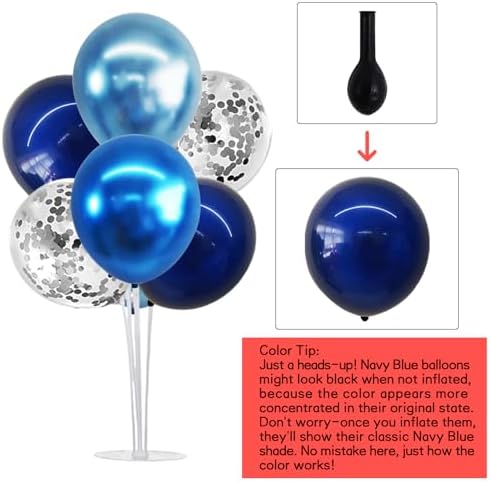 TONIFUL 4 Set Metallic Blue Silver Balloon Stand Balloon Centerpiece Table - Image 2