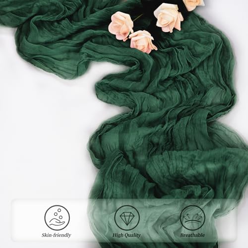 Emerald Green 6 Pack Cheesecloth Table Runner 10FT Boho Fabric Rustic Cheese Cloth Table Runner for Wedding 20 x 120 Inch Long Bridal Shower Baby Shower Gauze Sheer Birthday Party Table Decorations - Image 5