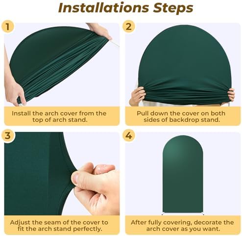 6.6 ft Arch Backdrop Cover Hunter Green - Double-Sided Spandex Arch Covers Stretchy Backdrop for Balloon Arches Birthday Party Baby Shower Banquet Wedding Photo Background - Image 3