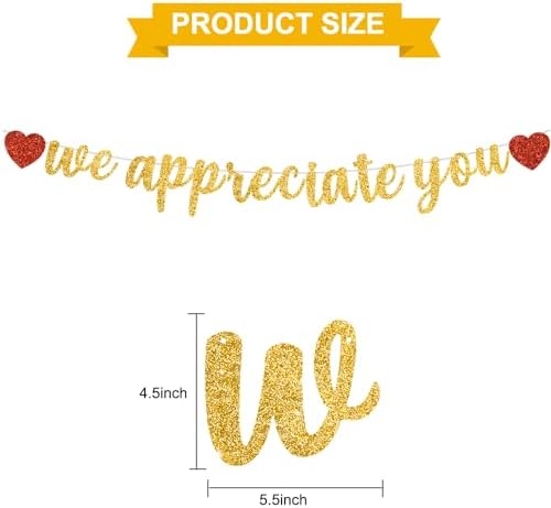 BEISHIDA Gold We Appreciate You Banner,NO DIY,Employee Appreciation Banner for Office Party Decorations,Thank you for Employee Teacher Doctor Nurse Staff Appreciation Party Supply - Image 3