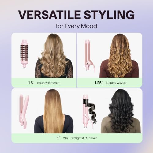 Wavytalk 3 in 1 Curling Wand Set with Heated Round Brush,Versatile Styling - Image 2