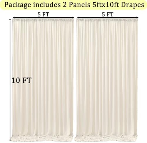 10ft x 10ft Wrinkle Free Ivory Backdrop Curtains for Parties, Polyester Photo Backdrop Drapes 2 Panels 5x10ft Background for Wedding Birthday Baby Shower Party - Image 6
