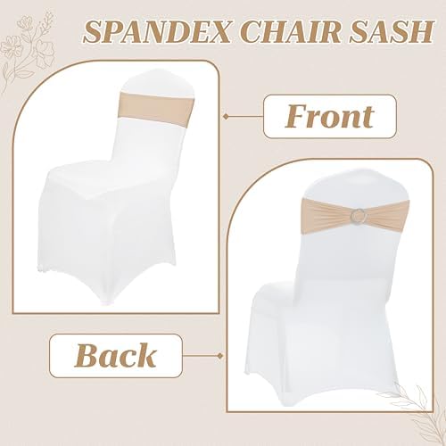 Pack of 100 Spandex Chair Sashes for Wedding Party & Event – Champagne Gold - Image 4