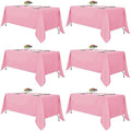 Fitable 6 Pack Pink Tablecloths 70x108 Inch for 6 Foot Rectangle Tables by Fitable