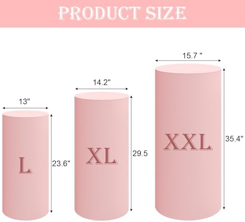 SaitiMade Set of 3 - Pink Cylinder Pedestal Stand Covers - Image 2