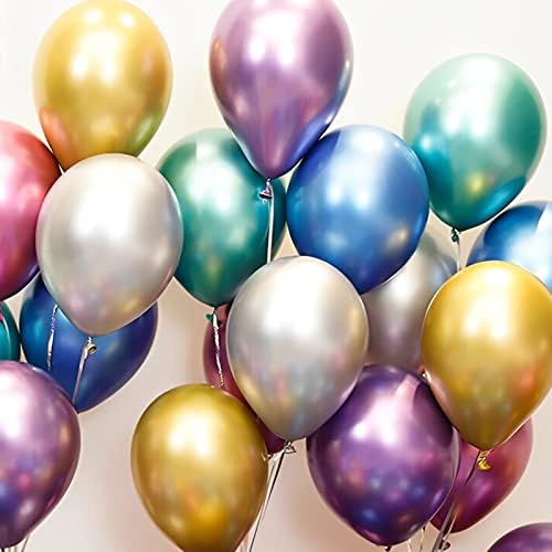 Voircoloria 105pcs Metallic Chrome Party Latex Balloons, 12inch - Image 5