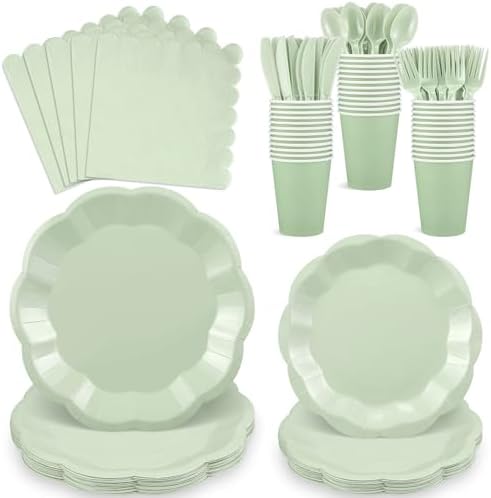175 Pcs Sage Green Plates and Napkins Green Party Supplies Serve 25 Guest by NatNarr
