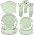 175 Pcs Sage Green Plates and Napkins Green Party Supplies Serve 25 Guest by NatNarr