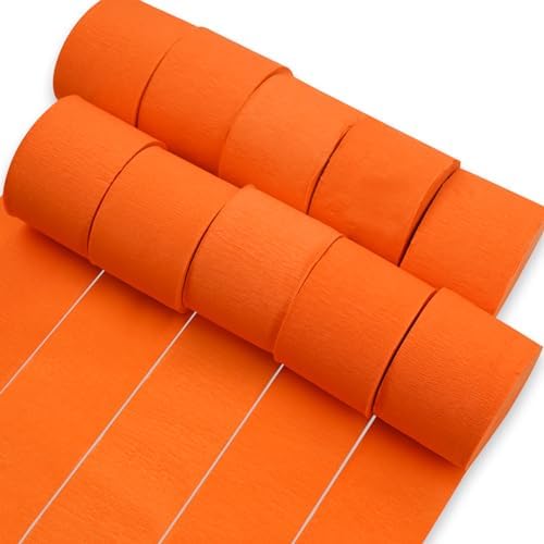 PartyWoo Orange Crepe Paper Streamers 10 Rolls 820 ft Pack of Orange Crepe Paper for Graduation Halloween Thanksgiving Birthday Party Decorations (1.8 Inch x 82 Ft/Roll), Orange-80 by PartyWoo