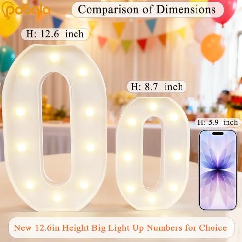 Pooqla Large Light Up Numbers for 4th Birthday Decorations, 12.6 in Tall White Plastic Marquee Numbers Sign Party Decorations, Gift for Girls Boys Night Light Wedding Anniversary Decor, Big Number 4 - Image 2