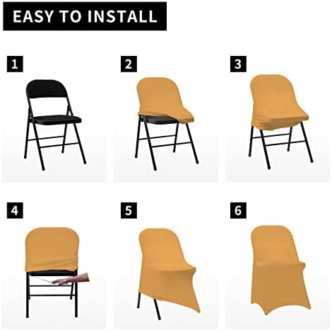 HAINARverS Folding Chair Covers for Wedding, 10pcs Gold - Image 5