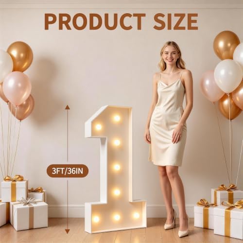 imprsv 3FT Marquee Numbers 30, Light Up Numbers for 30th Birthday Decorations Anniversary Party Decor, Number 30 Light Up Number, Pre-Cut Foam Board Kit - Image 5
