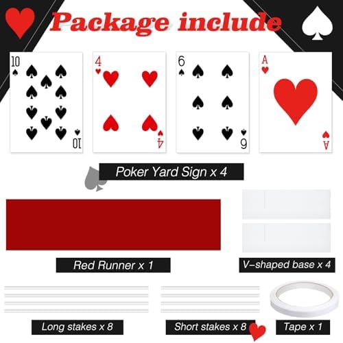 Reallnaive 4 Set Casino Party Decor Large Poker Yard Sign and Runway Carpet - Image 3