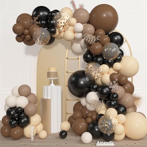 Amandir 153pcs Black Brown Nude Balloon Garland Arch Kit Different Sizes by Amandir