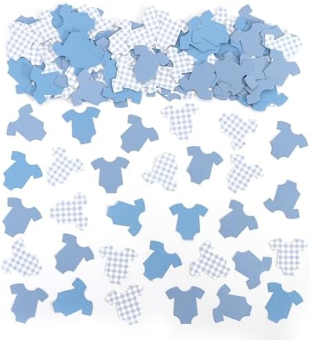 Blue Bodysuit Confetti,Blue Gingham Baby Shower Confetti,Baby Shower Decor by TUTOTU