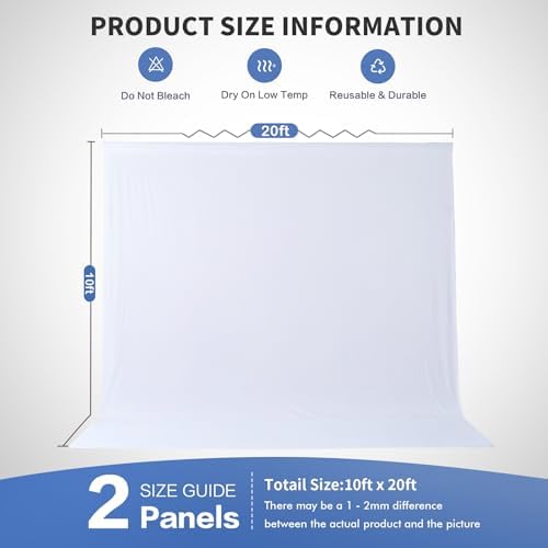 20×10ft White Backdrop Curtain for Weeding Parties, 2 Panels Large 10ft Wide Wrinkle-Free Full Fabric Drape for Baby Shower, Birthday Party Decorations, Photography Photo Booth Background - Image 5