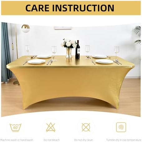10-Pack 6ft Spandex Table Covers for Rectangle Standard Folding Tables - Wrinkle Resistant Stretch Tablecloths - Ultimate Fitted Table Protector for Parties, Banquet, Wedding - Image 6