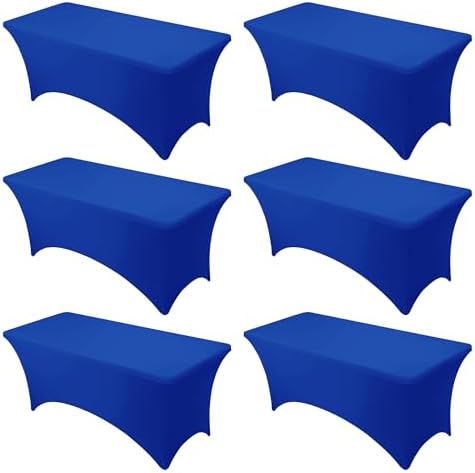 6-Pack Royal Blue Spandex Tablecloths for 6ft Rectangle Tables by DailySet