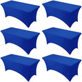 6-Pack Royal Blue Spandex Tablecloths for 6ft Rectangle Tables by DailySet