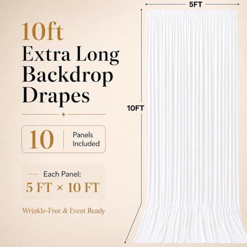 50x10 FT White Backdrop Curtains for Weddings, Parties and Photo Booths - Image 5