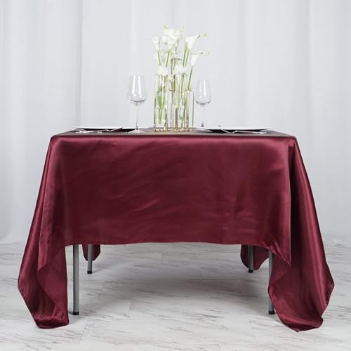 Balsa Circle 10 pcs 72x72 inch Burgundy Square Tablecloth Satin Fabric Overlays Linens | Table Cloths Cover for Wedding Party Banquet Reception Events Decoration Kitchen Dining Events Kitchen Dining - Image 4