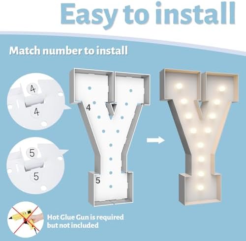 4FT Light Up Marquee Letter Y - Large Foam Board Mosaic Kit - Image 4