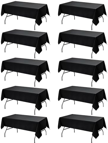 10-Pack Black Tablecloths for Rectangle Tables, 60 x 84 Inches by DailySet