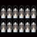 12Pcs Mini White Lanterns for Western Halloween Christmas – 6Inch Candle Lanterns with Flickering LED, Wedding Centerpiece Table Decorations, Camping Decor & Hanging Ornaments for Rustic Party by ReperlaSpecialMiniSmallLanternDecoration