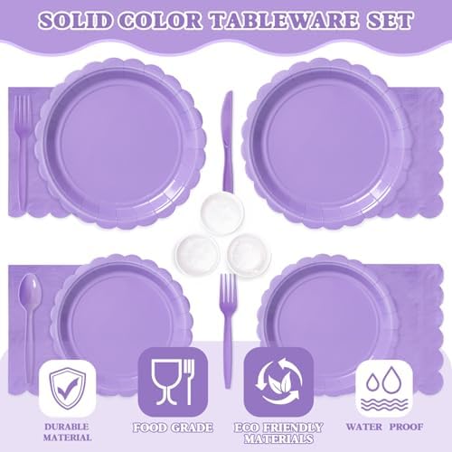 Vyntra 175 Pcs Lavender Paper Plates and Napkins Party Supplies - Image 3