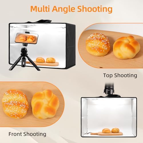 Light Box with Tripod, 16/20/24/32/47 Inch Lightbox with CRI>95 120 White Warm LED Light Beads. Portable Photo Light Box with 6 Colors PVC Backdrops. Dimmable Shooting Tent Kit for Studio Photography - Image 5