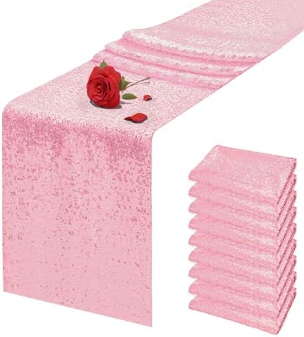10 Packs 12 x 72 inches Pink Sequin Table Runner by VHH