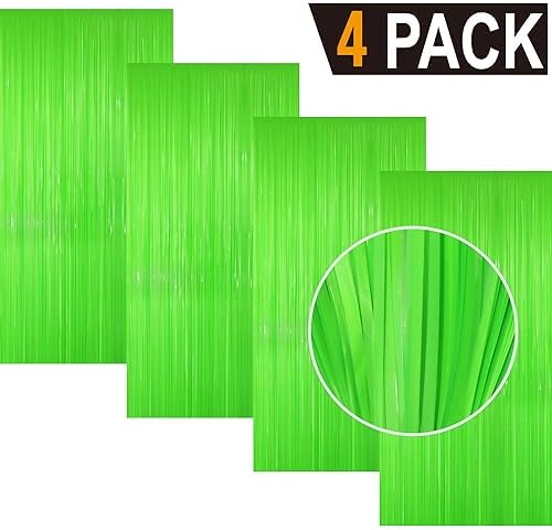 GOER 3.2 ft x 8.2 ft Party Backdrop Party Streamers for Birthday,Graduation,New Year Eve Decorations Wedding Decor(4 Packs,Candy Lime Green) - Image 2