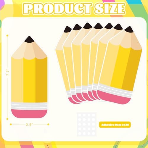 54Pcs Pencil Cutouts Pencil Name Tags, Classroom Pencils Themed Bulletin Board Paper Cutouts, Back to School Pencils Decorations with Glue Points for Student Teacher Supplies Locker Door Wall Decor - Image 2