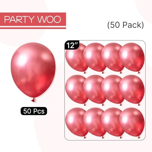 PartyWoo Metallic Pink Balloons 50pcs Chrome Hot Pink Magenta Fuchsia Color - Image 6