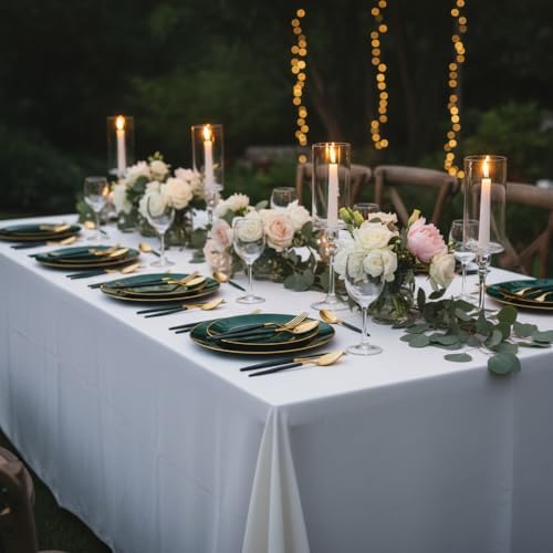 Liacere 150PCS Green Plastic Plates - Gold Plastic Silverware with Green Handle - Heavy Duty Fancy Plastic Plates Disposable Include 30 Guests Plates, Forks, Spoons, Knives for Wedding & Party - Image 6