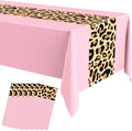 Buryeah 6 Pcs 54 x 108'' Plastic Disposable Leopard Tablecloth, Pink by Buryeah